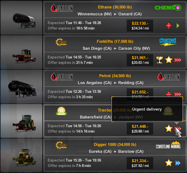 This skill unlocks orders with short delivery time - Skills - Driver - American Truck Simulator - Game Guide and Walkthrough