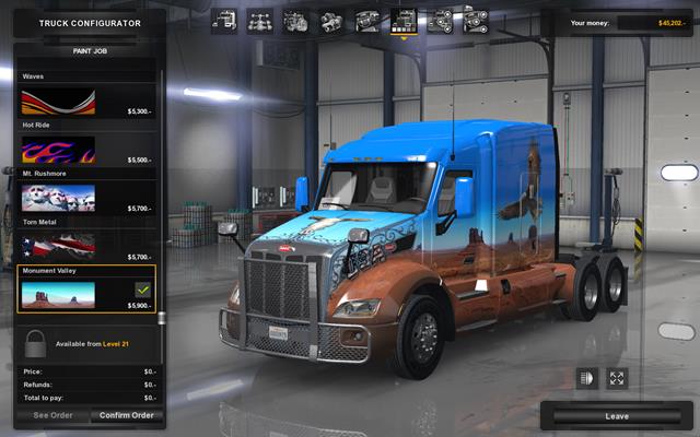 The truck customization tool offers only colors and patterns created for that model by its producer - Repairing and modifying the truck - Driving your truck across the States - American Truck Simulator - Game Guide and Walkthrough