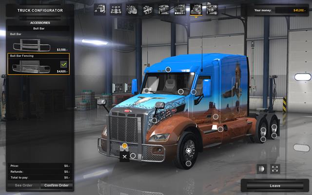 The last tab is outside accessories - Repairing and modifying the truck - Driving your truck across the States - American Truck Simulator - Game Guide and Walkthrough