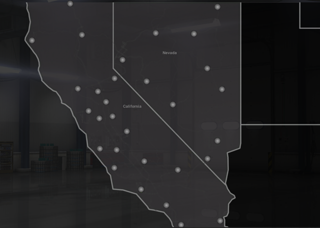 The game offers 30 cities (in 2 states) and thousand miles of roads including highways - Map and legend - Game world - American Truck Simulator - Game Guide and Walkthrough