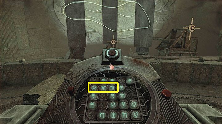 Only now, use the sliders to recreate the order of the symbols on the pillars - the solution is shown in the picture above, and it is the second row of symbols - Amnesia Rebirth: The Chamber of Pillars - walkthrough, secrets - Walkthrough - Amnesia Rebirth Guide