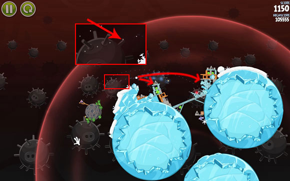 Launching the second bird isn't so easy - Level 3-25 - Danger Zone - Angry Birds Space - Game Guide and Walkthrough