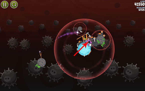 You should only have one pig left - Level 3-21 - Danger Zone - Angry Birds Space - Game Guide and Walkthrough