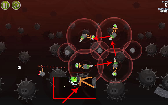 This is one o few levels where luck plays a bigger part than usually - Level 3-9 - Danger Zone - Angry Birds Space - Game Guide and Walkthrough