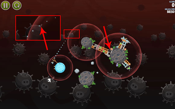 The first level is quite easy and requires only a slight effort - Level 3-1 - Danger Zone - Angry Birds Space - Game Guide and Walkthrough