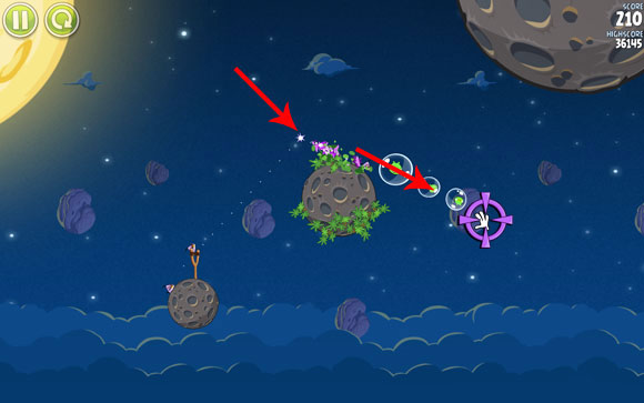 This is the first meeting with a new type of bird - Level 1-20 - Pig Bang - Angry Birds Space - Game Guide and Walkthrough