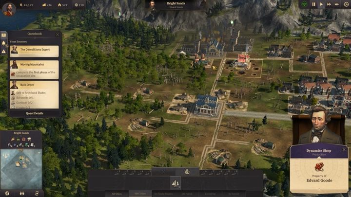 You need a demolitions expert to remove the rocks - Anno 1800: Chapter 2 - A Sign of Fire Walkthrough - Campaign - Anno 1800 Game Guide