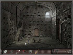 On the bottom she finds an old plank on the right side of the room and a rope on the left - Paris, France, April 23, 2008 - Montmartre Cemetery - part 2 - April 23, 2008 - Art of Murder: Hunt For The Puppeteer - Game Guide and Walkthrough