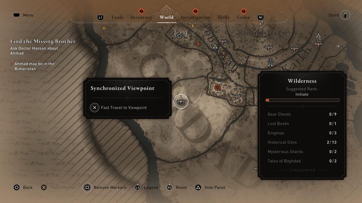To use fast travel, go to the menu and activate the map in the "World" tab - AC Mirage: How does fast travel work? - AC Mirage: FAQ - AC Mirage Guide