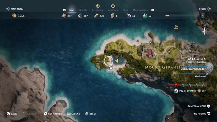 Solution: Head to the lake west from Mount Geraneia - AC Odyssey: Megaris, Side Quests - Side Quests - Assassins Creed Odyssey Guide