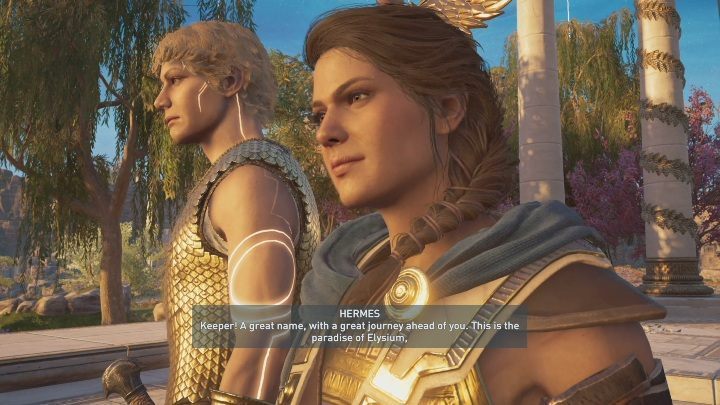 During the battle, youll be supported by Hermes - AC Odyssey Fate of Atlantis: Welcome to Elysium - Episode 1 - Fields of Elysium - Assassins Creed Odyssey Guide