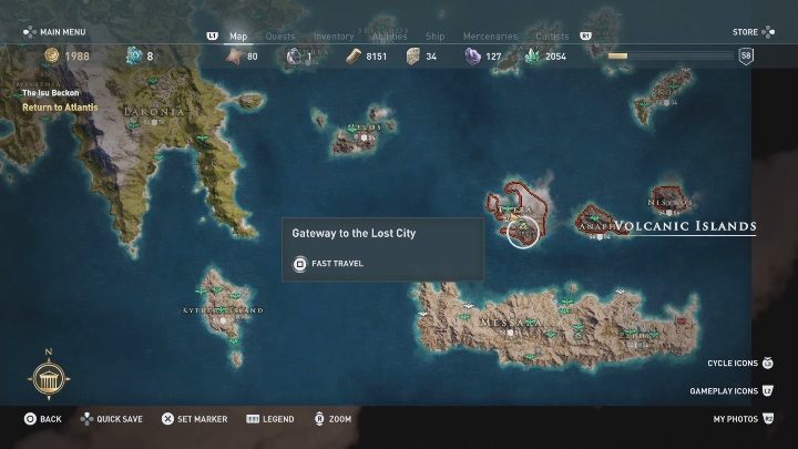 As before, the entrance to Atlantis is on Thera island - AC Odyssey Fate of Atlantis: The Second Calling - Episode 2 - Torment of Hades - Assassins Creed Odyssey Guide