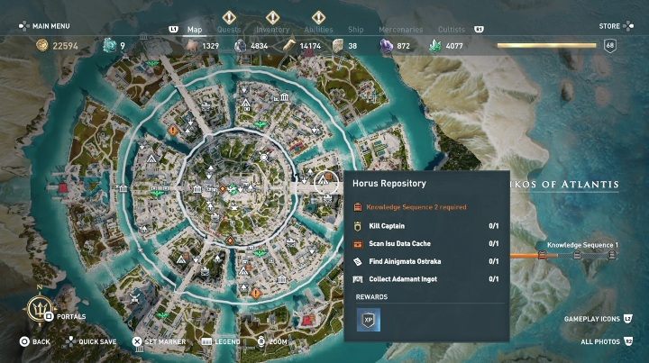 There are three Ainigmata Ostraka in Oikos of Atlantis - AC Odyssey Fate of Atlantis: Oikos of Atlantis, Judgement of Atlantis - Episode 3 - Judgement of Atlantis - Assassins Creed Odyssey Guide