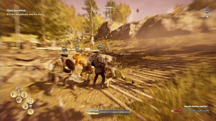 During the conversation you will have to make a choice, you can attack one of these characters - Magistrate or the Physician - AC Odyssey Legacy of the first blade DLC: Order of Hunters - Order of the Ancients - Assassins Creed Odyssey Guide