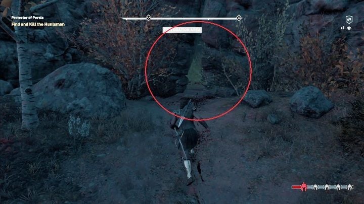 During the fight, after the enemy loses half of his life, he will flee - AC Odyssey Legacy of the first blade DLC: Order of Hunters - Order of the Ancients - Assassins Creed Odyssey Guide