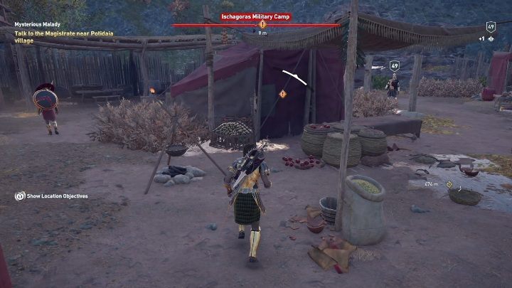 How to unlock: Free an old lady from the Ischagoras Military Camp - AC Odyssey Legacy of the first blade: Side Quests - Episode 1 - Side Quests - Assassins Creed Odyssey Guide