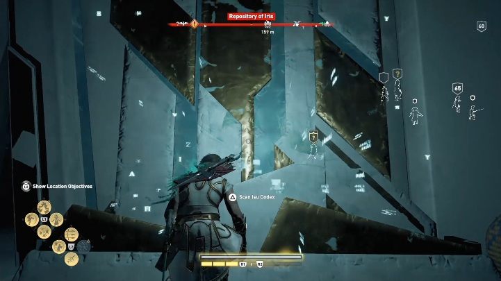 A chest with knowledge points is on the left - AC Odyssey Fate of Atlantis: Repository of Iris, Archives - Archives - Assassins Creed Odyssey Guide