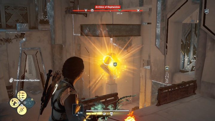 A torch is standing in the center - AC Odyssey Fate of Atlantis: Archive of Hephaistos, Archives - Archives - Assassins Creed Odyssey Guide