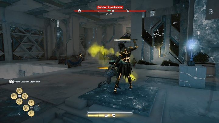 On the right, you will find a codex and a chest with knowledge - AC Odyssey Fate of Atlantis: Archive of Hephaistos, Archives - Archives - Assassins Creed Odyssey Guide