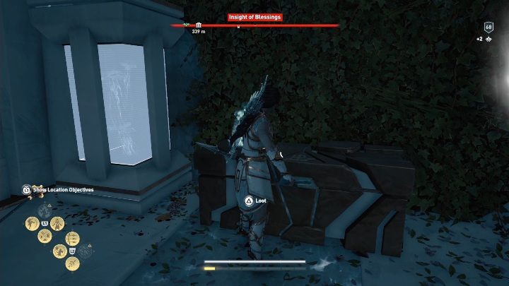 A chest is on the left side of the room - AC Odyssey Fate of Atlantis: Insight of Blessings, Perception of Hermes - Perception of Hermes - Assassins Creed Odyssey Guide