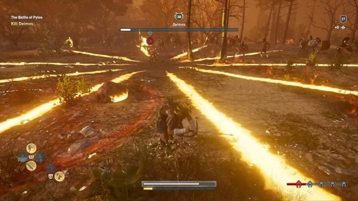 A particularly spectacular and harmful attack is the one that creates a line of fire on the ground - AC Odyssey: Important choices in Chapter 7 - Important choices - Assassins Creed Odyssey Guide
