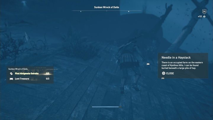 The location of this Ainigmata Ostraka: Go to the Sunken Wreck of Datis - AC Odyssey: Ainigmata Ostraka in Silver Islands - Ainigmata Ostraka - Assassins Creed Odyssey Guide