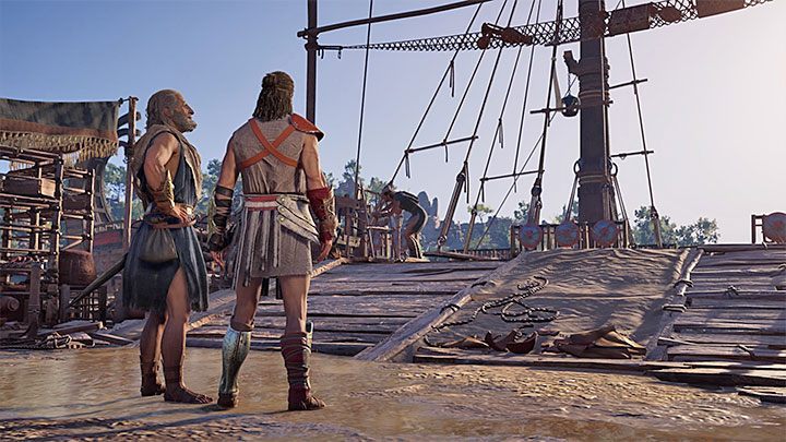 After winning the fight reach Barnabas and rescue him - AC Odyssey: When do you get your own ship? - FAQ - Assassins Creed Odyssey Guide