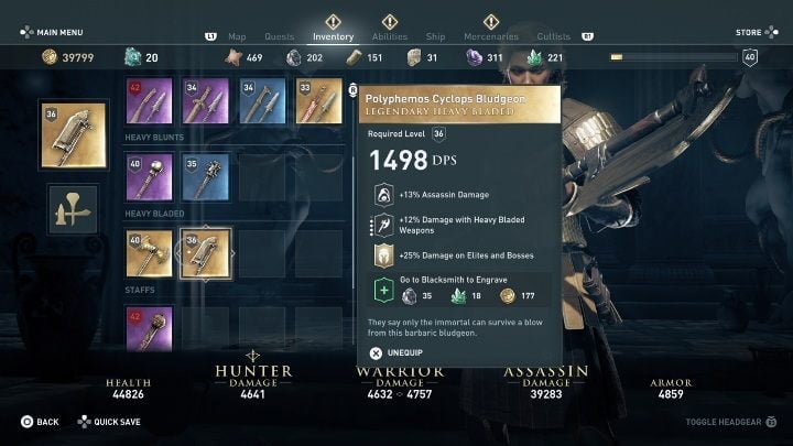 After killing the beast, the mission is over and you will get experience points and weapons - Polyphemos Cyclops Bludgeon - AC Odyssey: Cyclops - Mythical creatures - Mythical creatures - Assassins Creed Odyssey Guide