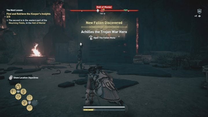 Achilles is standing on your way to the tablet - AC Odyssey Fate of Atlantis: Hall of Maniai, Perception of Hermes - Perception of Hermes - Assassins Creed Odyssey Guide