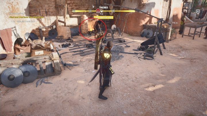 The second is on the furnace at the blacksmith (marked in the picture above) - Afterlife-Thebes - AC Origins The Curse of the Pharaohs DLC | Side quests - Underworld and Side quests - Assassins Creed Origins Guide