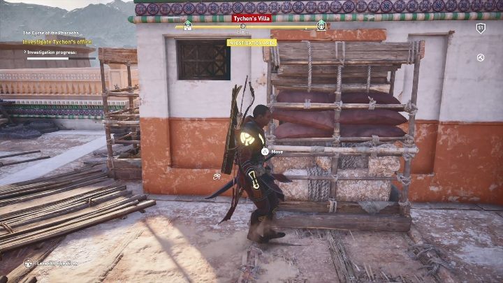 On the upper floor check doors, papyruses and a basket - Curse of the Pharaohs part 2 - AC Origins The Curse of the Pharaohs DLC | Main quests - Main quests - Assassins Creed Origins Guide