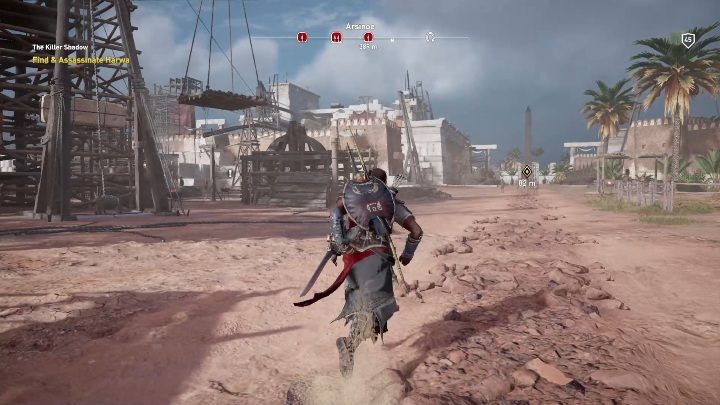 In this mission, you have to get to a cave thats occupied by soldiers and talk to a slave - Klysma Nome - Side Quests DLC - Assassins Creed Origins Guide