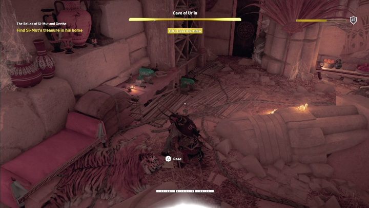 After talking to the man, you have to get to Cave of Urin and find a letter - Klysma Nome - Side Quests DLC - Assassins Creed Origins Guide