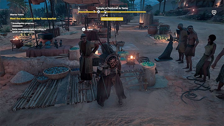Speak with Menehet again in Temple of Sekhmet in Yamu - Iment Nome and Lake Mareotis Side quests and quest map | Walkthrough - Side quests - Assassins Creed Origins Guide