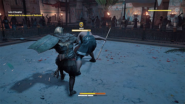 Speak with Menehet in Temple of Sekhmet in Yamu - Iment Nome and Lake Mareotis Side quests and quest map | Walkthrough - Side quests - Assassins Creed Origins Guide