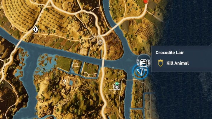 The last, fourth, murder scene is located in east part of Kanopos Nome, near a crocodile lair (the picture above) - Iment Nome and Lake Mareotis Side quests and quest map | Walkthrough - Side quests - Assassins Creed Origins Guide