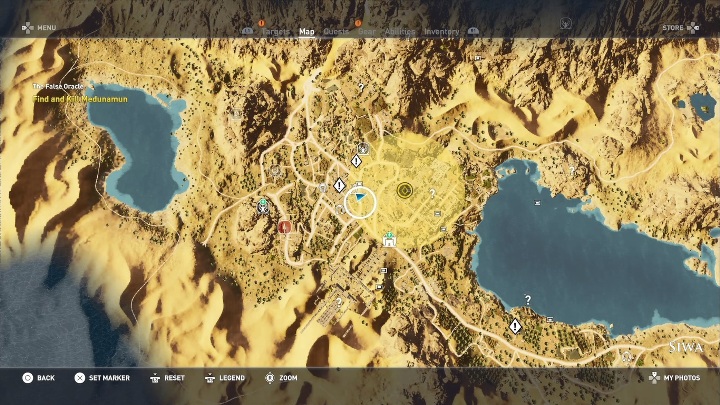 Use Senu in the part of the map presented in the picture and locate your target - The False Oracle | Main quests | Walkthrough - Main quests - Assassins Creed Origins Guide