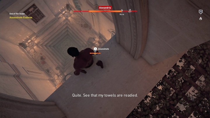 There, you should move on columns and rocky elements - End of the Snake and the end of Aya mission | Main quests | Walkthrough - Main quests - Assassins Creed Origins Guide