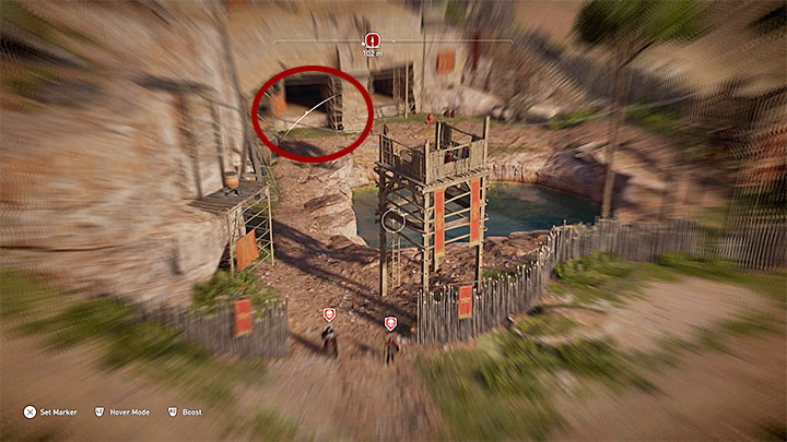 Start scanning a given area more carefully (Senu is in hovering mode) and pay attention to bars with small arrows similar to those from the picture above - How to detect valuable items and important places by using the eagle? - FAQ - Assassins Creed Origins Guide