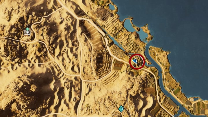 Stay in Faiyum and reach the viewpoint in the western part of it - Papyrus Puzzle in Faiyum - Papyruses - Assassins Creed Origins Guide