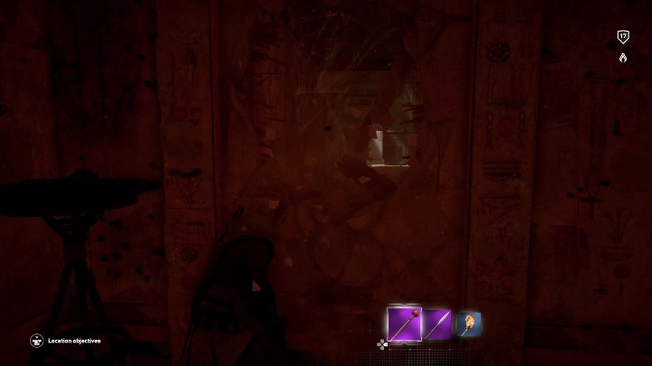 Jump from the gondola on a stone ledge - Tombs in Black Desert Walkthrough - Tombs - Assassins Creed Origins Guide