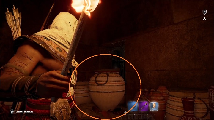 You will get to a room with vases - Tombs in Saqqara Nome Walkthrough - Tombs - Assassins Creed Origins Guide