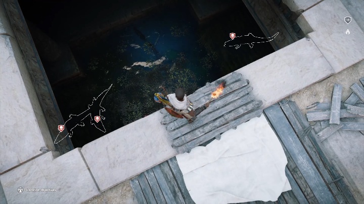 You will reach a place with crocodiles - Tombs in Haueris Nome Walkthrough - Tombs - Assassins Creed Origins Guide