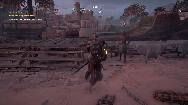 Begin the mission by talking to the man - The Hidden Ones & The Land of Turquoise quests | The Hidden Ones Walkthrough - Main DLC Quests - Assassins Creed Origins Guide