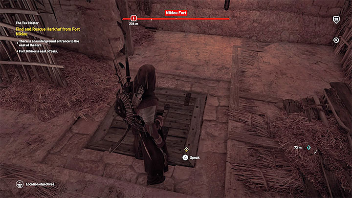 Harkhuf is kept in a basement in one of the buildings - Sapi-Res Nome and Khensu Nome side quests and quest map | Walkthrough - Side quests - Assassins Creed Origins Guide