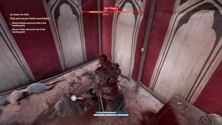 You have to carry your allies out of Flort Crosta into safety - No Chains Too Thick | The Hidden Ones Walkthrough - Main DLC Quests - Assassins Creed Origins Guide