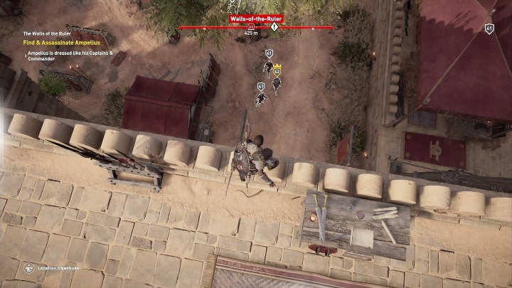 At the beginning of the mission, you have to talk to a woman atop the Old Watchtower - The Walls of the Ruler | The Hidden Ones Walkthrough - Main DLC Quests - Assassins Creed Origins Guide