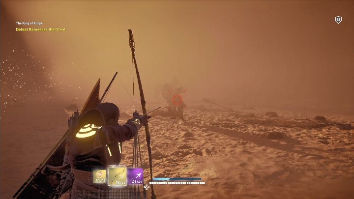 When he is not attacked, he summons sandstorms - Boss fights in AC Origins The Curse of the Pharaohs DLC - Basic questions - Assassins Creed Origins Guide