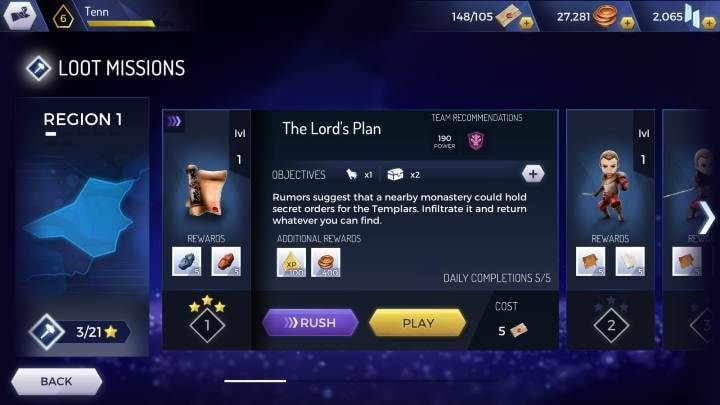 The number of missions depends on the region - Mission types in Assassins Creed Rebellion - Missions - Assassins Creed Rebellion Guide