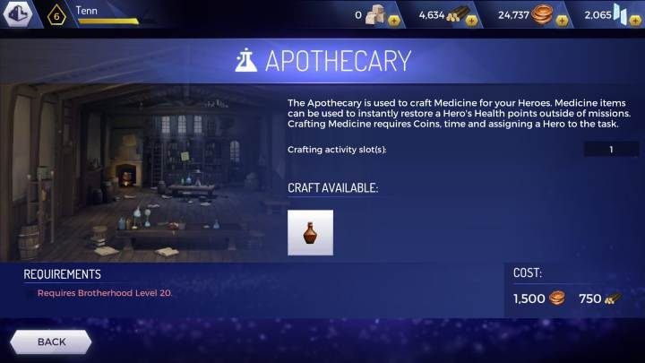 Level: 20 - Types of headquarters rooms in Assassins Creed Rebellion - Headquarters - Assassins Creed Rebellion Guide